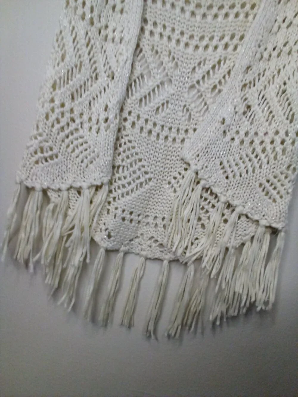 Justice Vest Cardigan Girls 5 Open Front Loose Knit Boho Fringe Cream